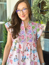 Pink Patchwork Garden Midi Dress