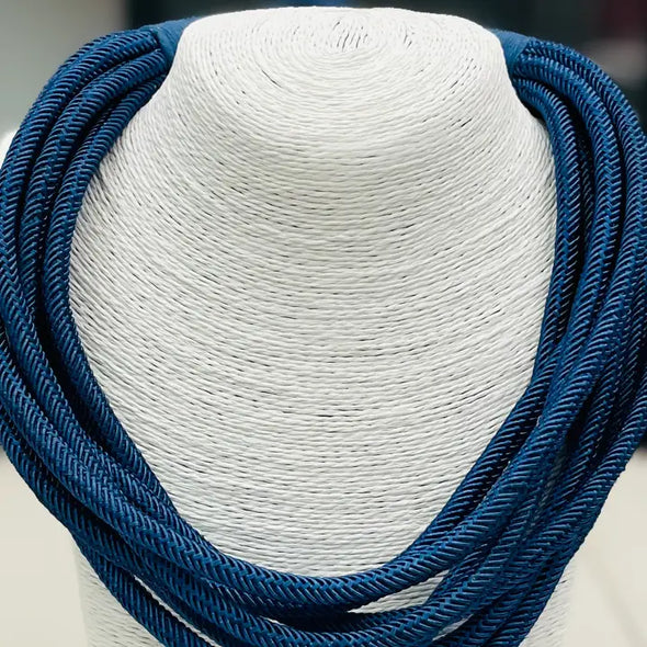 Navy Ava Slub Necklace (8 Strand)