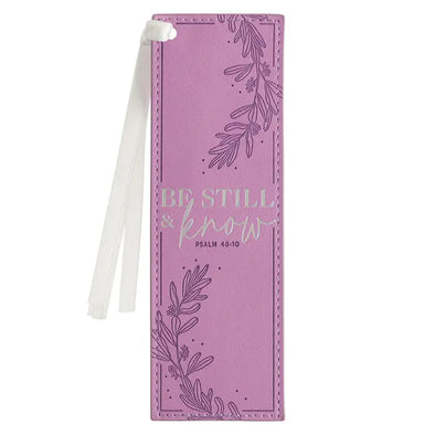 Bookmark Faux Leather Purple Be Still Ps. 46:10