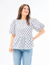 Nina Floral Foulard Navy Top