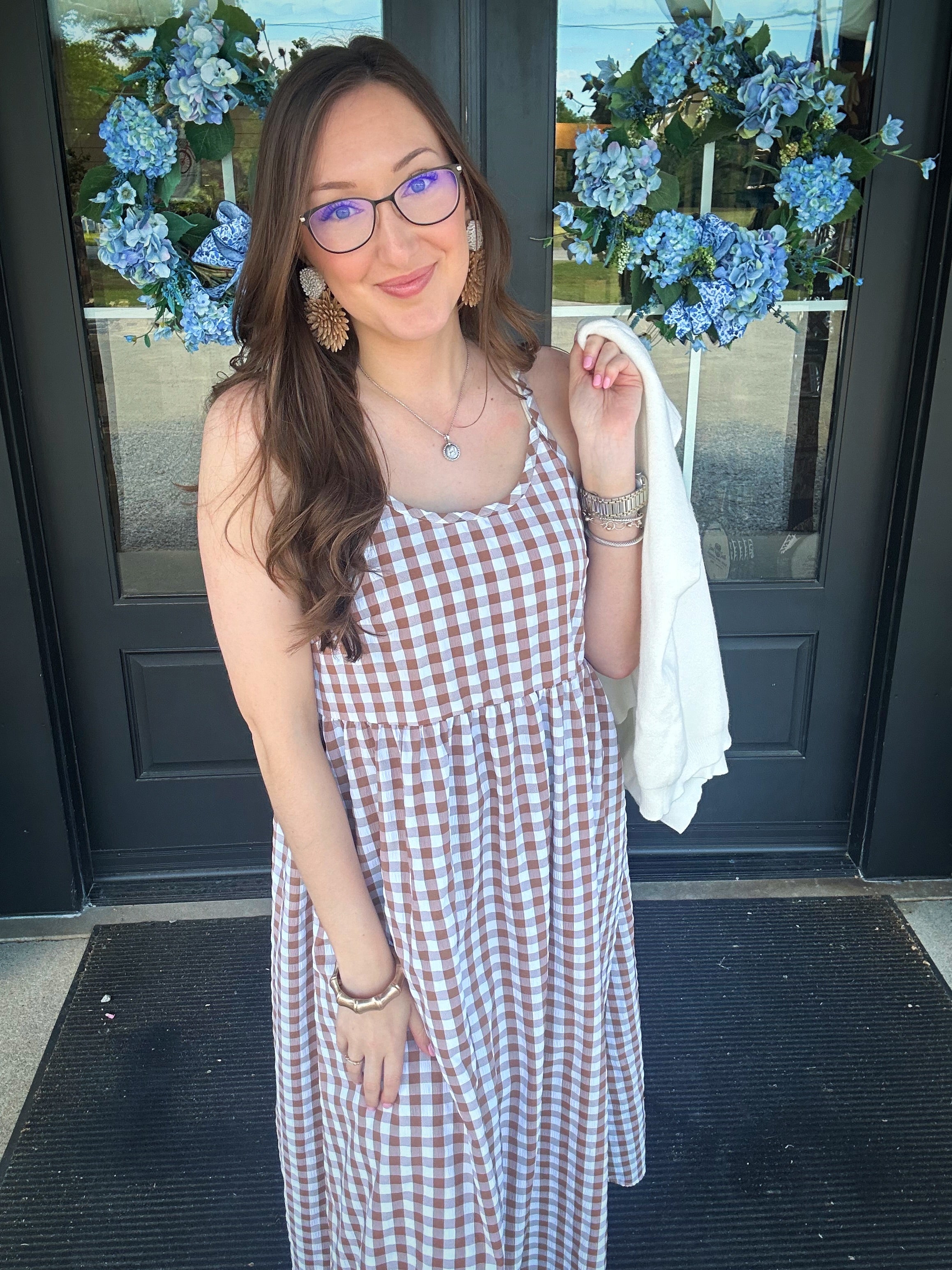 Cream Gingham Midi Dress w/ Removable Pullover – Grace At Home Treasures