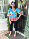 Ocean Blue Floral Top