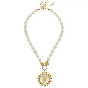 Susan Shaw Mother of Pearl Jerusalem Necklace On Pearl