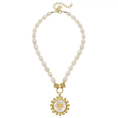 Susan Shaw Mother of Pearl Jerusalem Necklace On Pearl