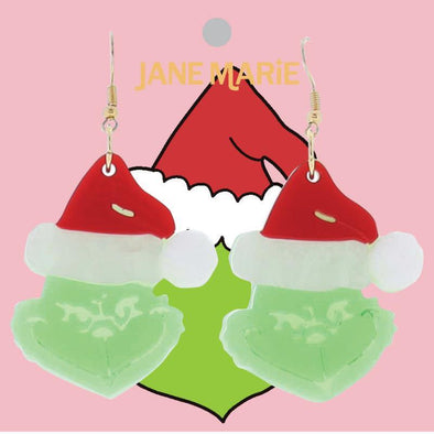 Acrylic Grinch Earrings (Jane Marie)