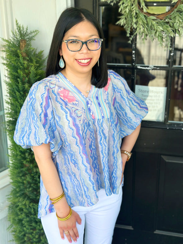 Purple Watercolor Aztec Top