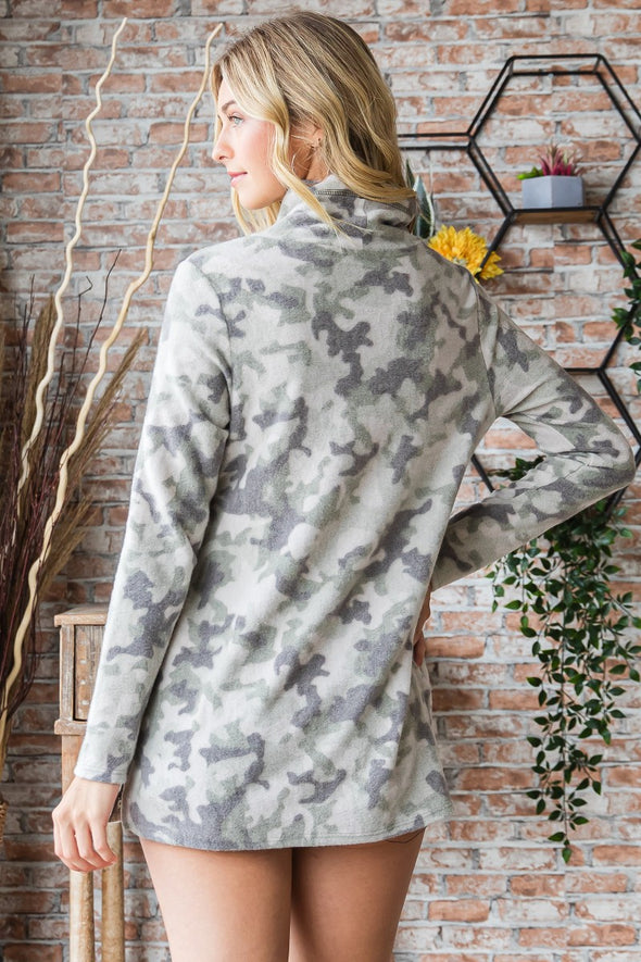 Brushed Camo Cowl Neck Tunic (S-L)