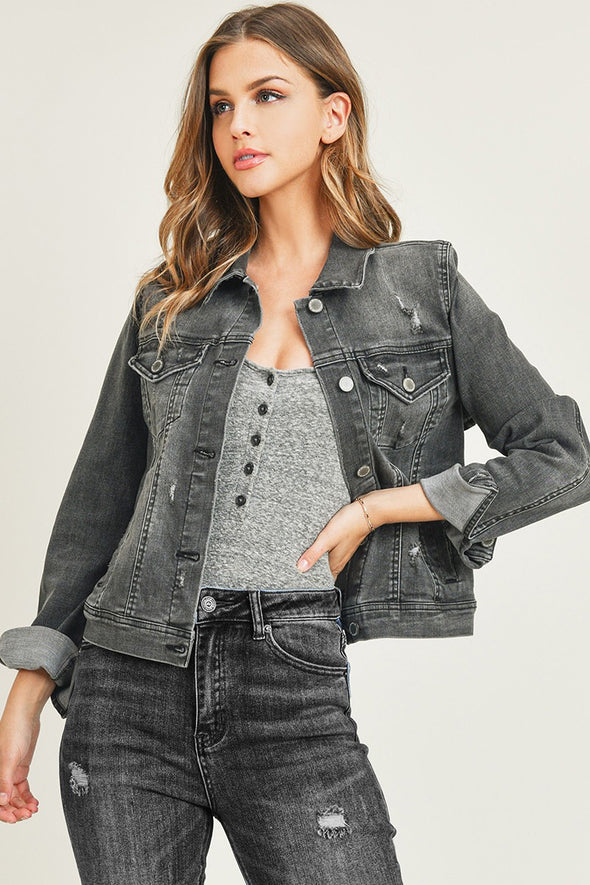 Grey Vintage Washed Denim Jacket