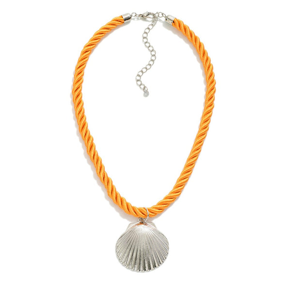 Orange Cable w/ Silver Shell Pendant