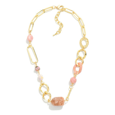 Pink Chain Link Stone Necklace