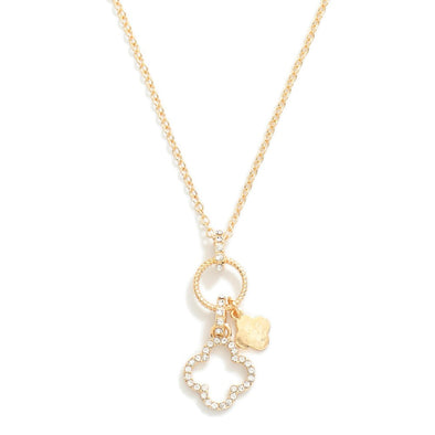 Rhinestone Clover Charm Necklace