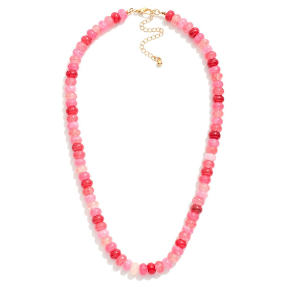 Fuchsia Beaded Stone Necklace