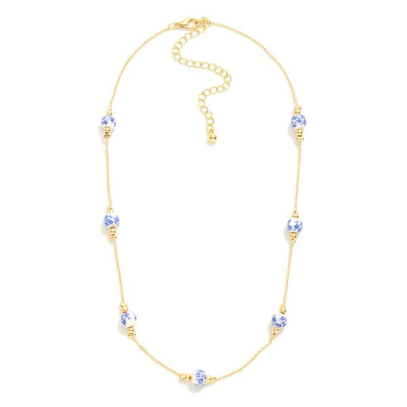 Blue and White Beaded Necklace
