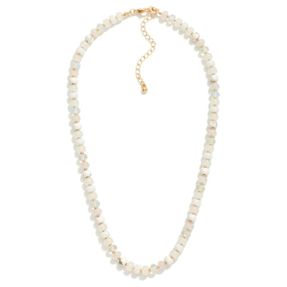 White Beaded Stone Necklace