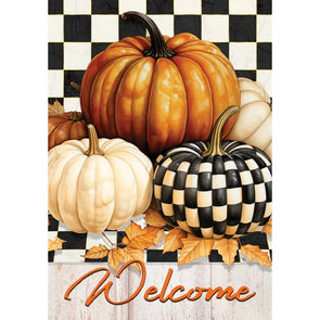 Checkered Pumpkin Garden Flag