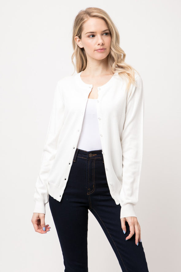 Ivory Classic Button Down Cardigan