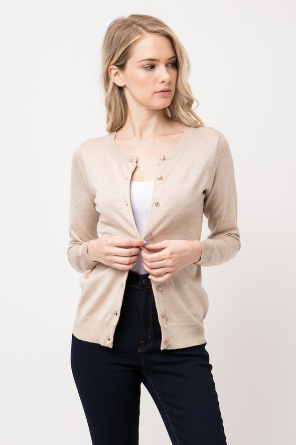 Khaki Classic Button Down Cardigan