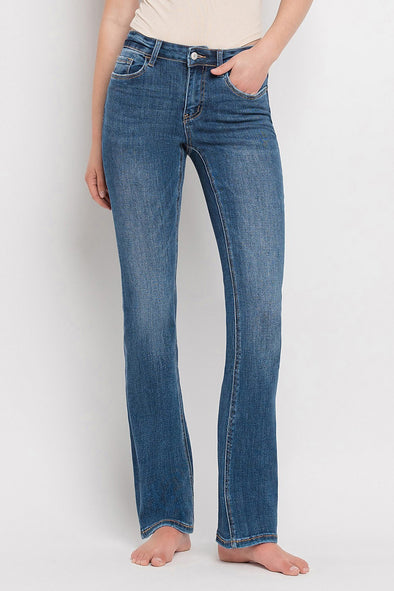 Med Wash Mid Rise Bootcut Denim