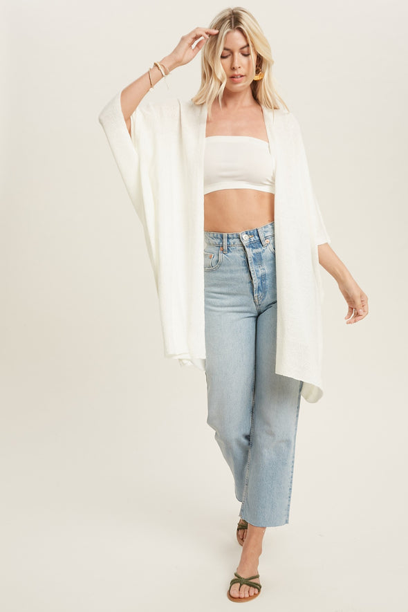 Wide Sleeve Open Front Cardigan (2 colors)