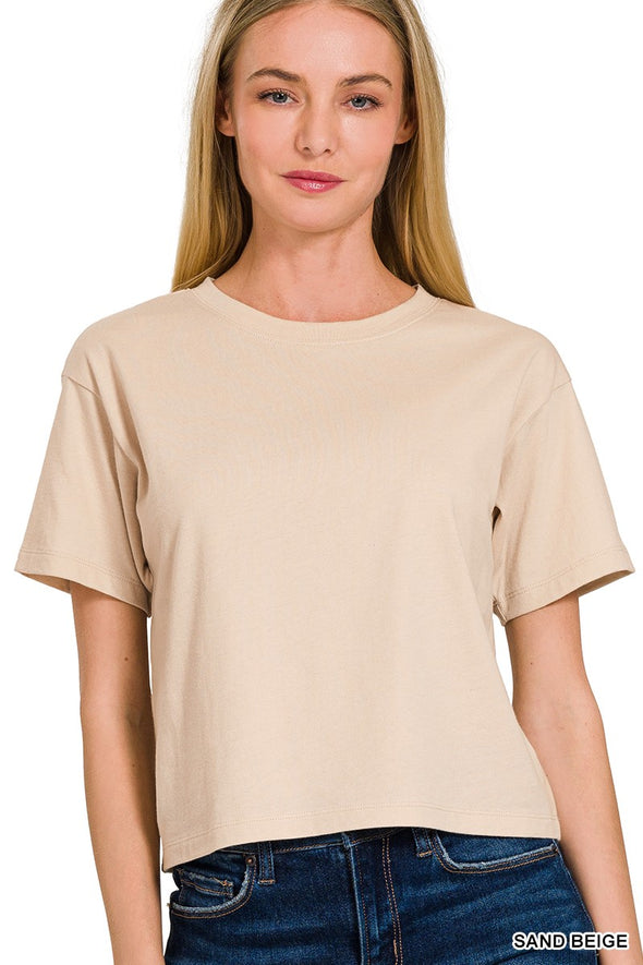 Cropped Crew Neck Tee (