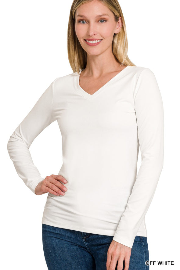 Brushed Microfiber LS V-Neck Tee (5 Colors)