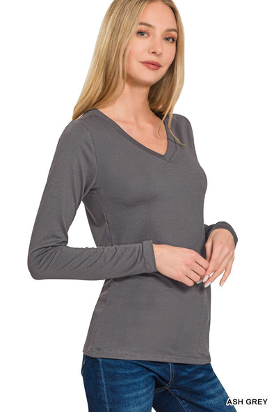 Brushed Microfiber LS V-neck Tee (5 Colors)