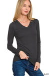 Brushed Microfiber LS V-neck Tee (5 Colors)
