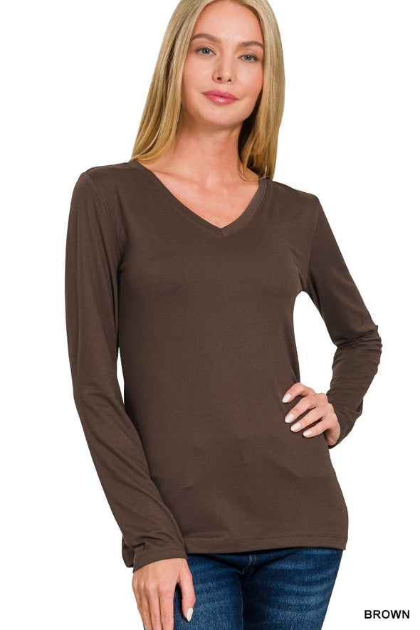 Brushed Microfiber LS V-Neck Tee (5 Colors)