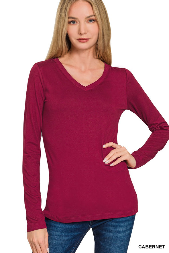 Brushed Microfiber LS V-neck Tee (5 Colors)