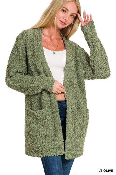 Lt. Olive Popcorn Cardigan