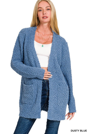 Dusty Blue Popcorn Cardigan