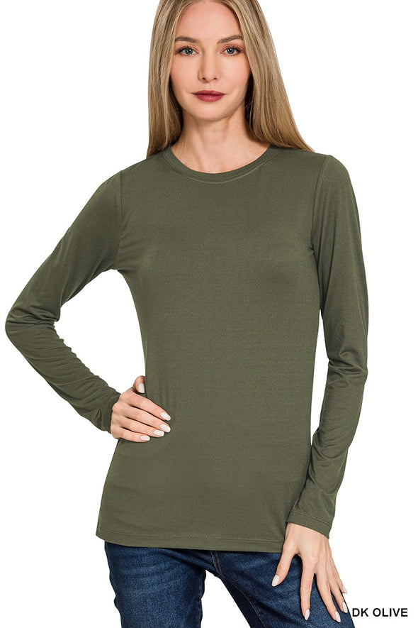 Brushed Microfiber LS Round Neck Tee (3 Colors)