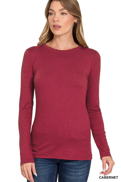Brushed Microfiber LS Round Neck Tee (5 Colors)