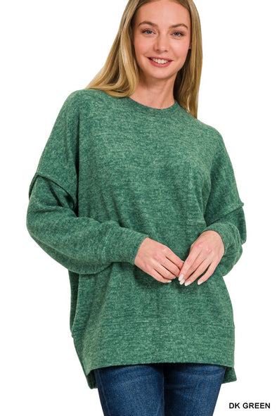 Brushed Melange Drop Shoulder Oversized Sweater (3 Colors & Plus Sizes available)