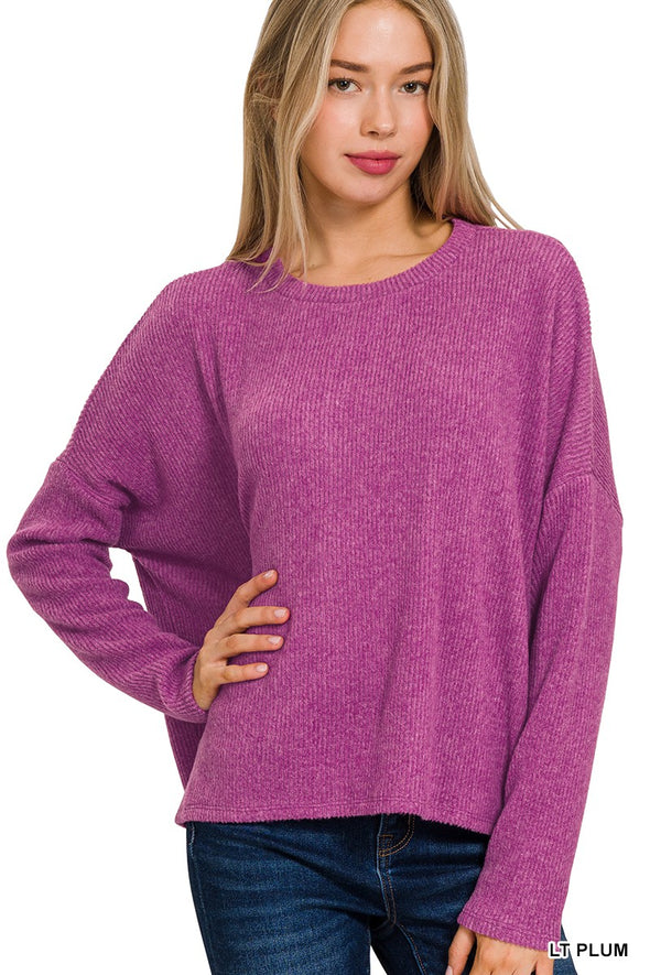 Lt. Plum Ribbed Dolmam Sweater