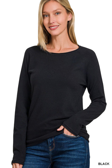 Black Round Neck Basic Sweater