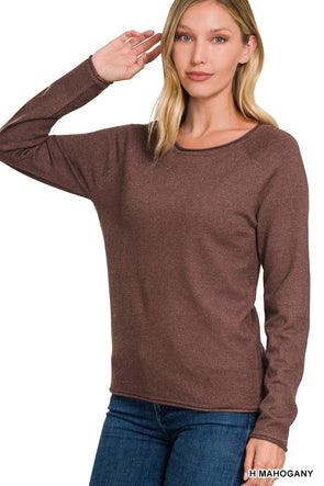 H Mahogany Round Neck Sweater