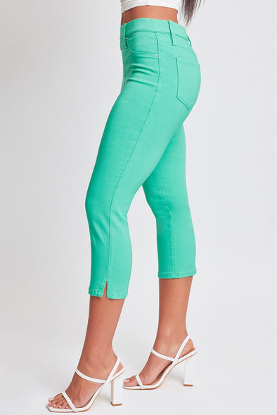 Aquamarine Junior Hyperstretch Pull On Capri With Side Slit