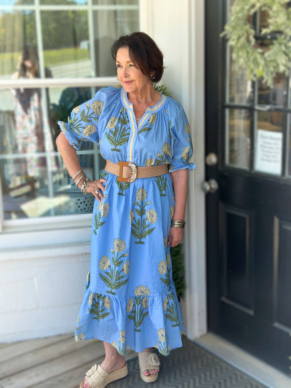 Periwinkle Floral Smocked Waist Midi Dress 2 – Grace At Home Treasures Periwinkle Floral Smocked Waist Midi Dress 2 – Grace At Home Treasures