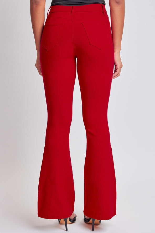 Ruby Red Hyperstretch High Rise Flare