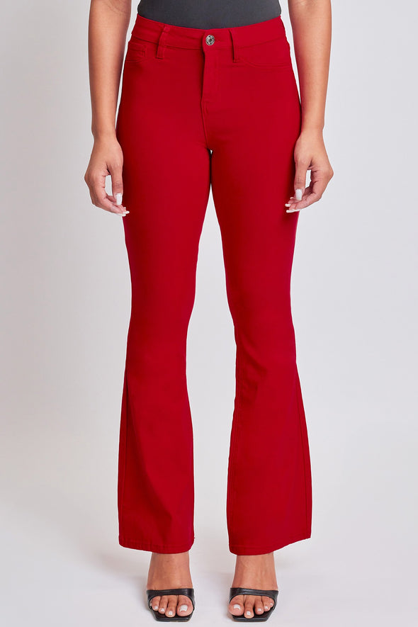Ruby Red Hyperstretch High Rise Flare