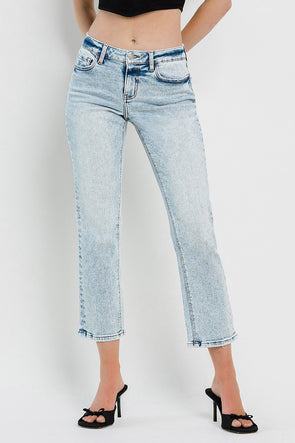 Mid Rise Crop Regular Straight Jeans