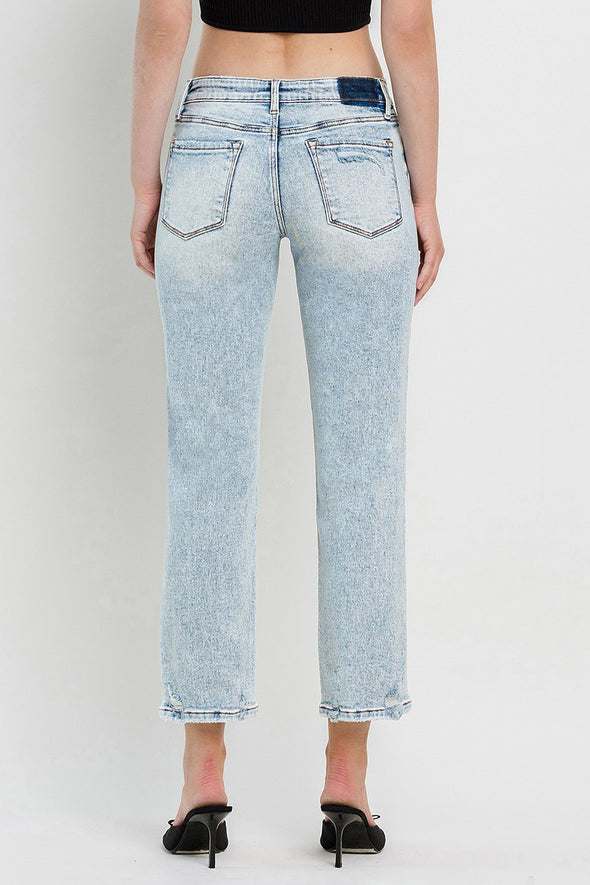 Mid Rise Crop Regular Straight Jeans