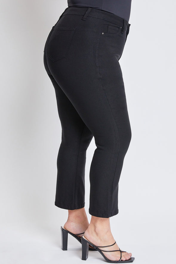Plus Black Hyperstretch Cropped Kick Flare Pants