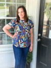 Navy Mix Tiered Ruffle Top (S-2X)