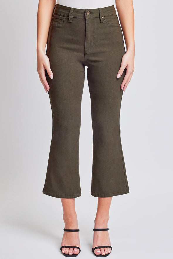 Dark Olive Hyperstretch Cropped Kick Flare