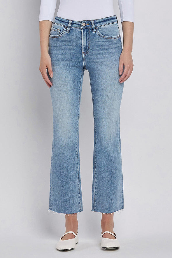 Medium Wash High Rise Kick Flare Jeans