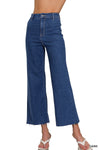 High Waist Wide Leg Straight Denim Pants (Dark or Medium Wash)