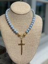 The Nellie Cross Necklace (Blue Jasper)