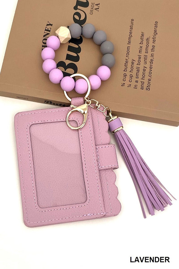 Beaded Bracelet Keychain Card Holder Wallet (6 Colors)